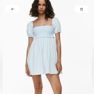 Aritzia Sunday best Hadley poplin mini dress in light blue